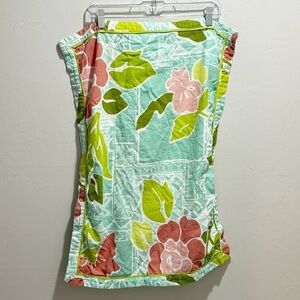 LORENA GARCIA Green Blue Mauve Floral Cotton Pillow Sham Replacement 20” X 26”